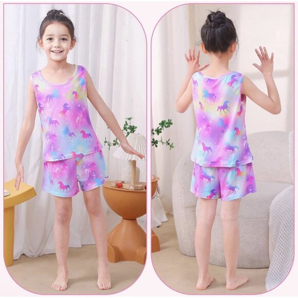 Unicorn Pajamas Sleepwear Tank & Short Pant Youth Girl Size 14-15Y - Picture 3 of 8